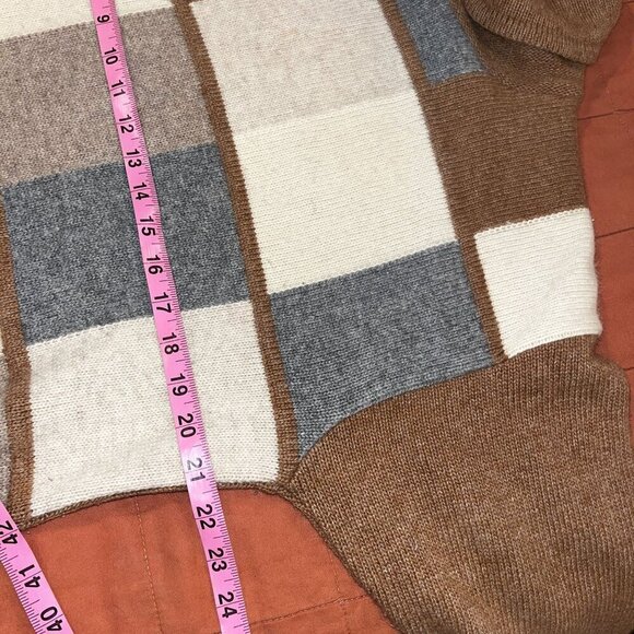 Vintage LambWool Cashmee Blend Patchwork Turtleneck Sweater Women Size Medium - Picture 5 of 9